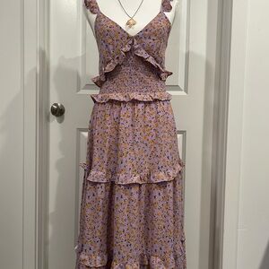 Buddy Love Purple Floral Midi Dress